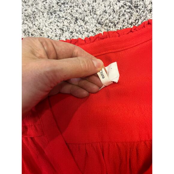 ba&sh Track Grenadine Lady‎ Dress Long Sleeve V Neck Shift Dress 1 Womens S Red - Picture 3 of 10